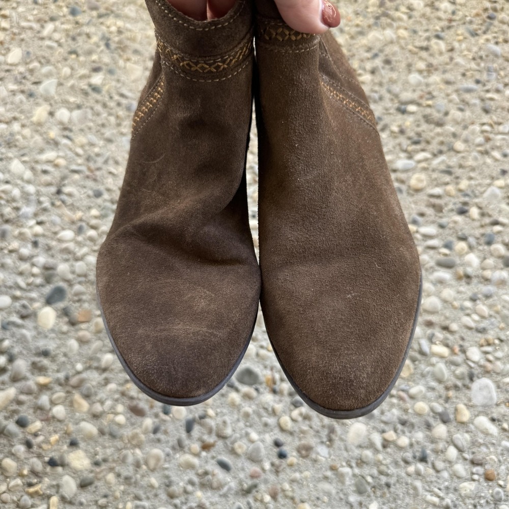 Clarks Collection Ankle Boots Womens 8 Brown Suede Zip Booties Block Heel UK 5.5 - Picture 4 of 8